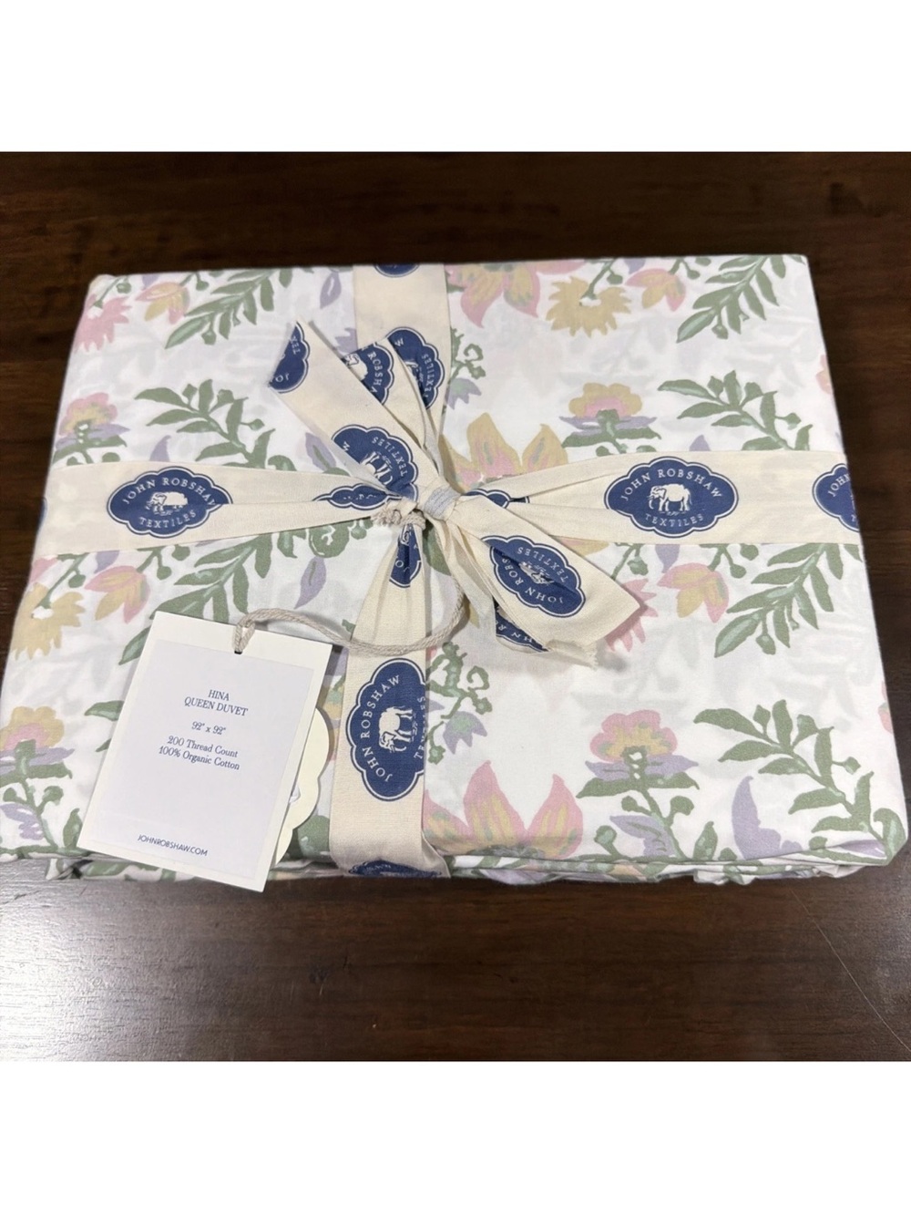John Robshaw Botanical Cotton Duvet Cover in Cream, Pink, Green & Lavender